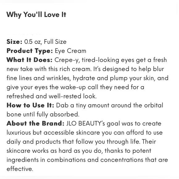 JLO Beauty `That Fresh Take’ Eye Cream New - Picture 3 of 4